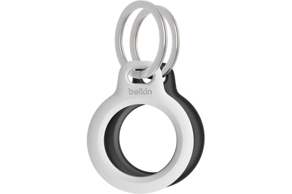 Belkin Secure Holder for Apple AirTag with Keyring 2-Pack - black and white