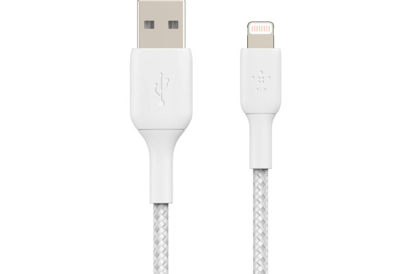 Belkin Boost Charge Braided Lightning to USB-A Cable 15cm - white